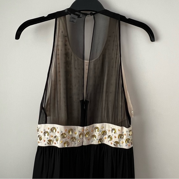 DVF Gidget Crystal Stud Long Dress - BLACK & CREAM - Picture 14 of 16